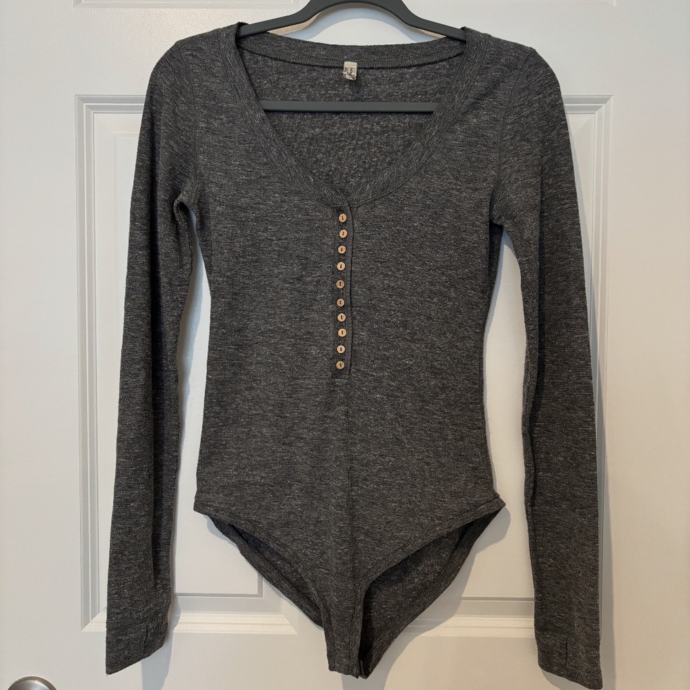 Free People Dylan Thermal Henley Bodysuit